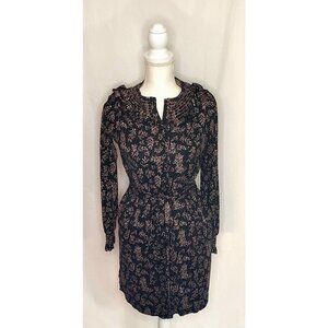 Boden Womens Navy Smocked Neck Cotton Tie Waist Cottagecore Dress Size 10R